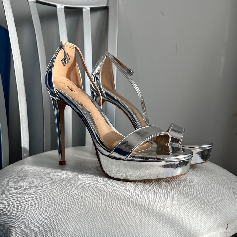 Silver Metallic Platform Heels - image 1